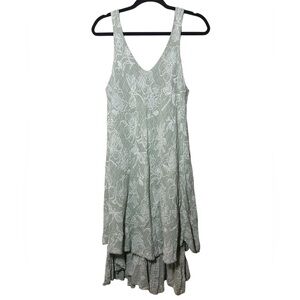 Moda Lucido Eleganza Italian Handmade Pure Cotton Floral Layered Dress XL